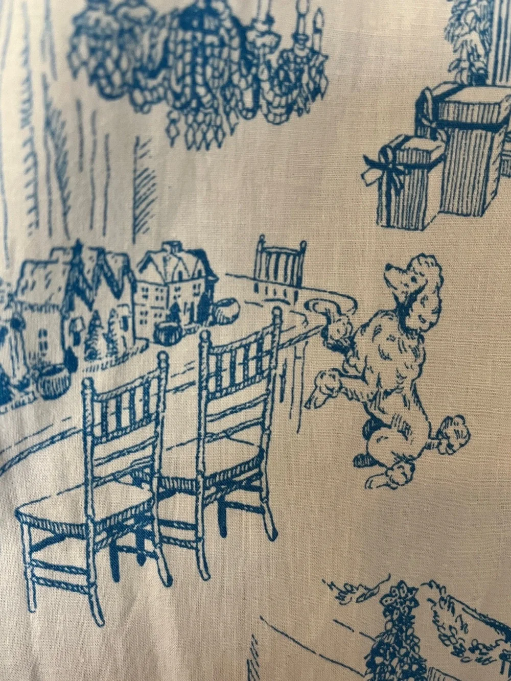 Printfresh x Kathy Hilton Holiday Toile Long Sleep Set Pajamas Blue White XS NWT